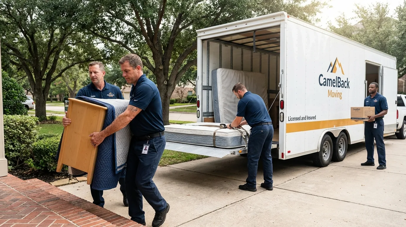 Crew loading residential truck for cross-state move from Payson, AZ